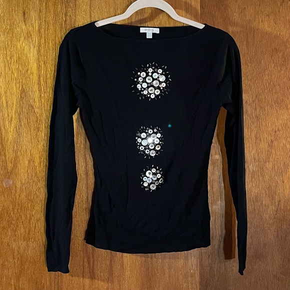 Un Deux Trois Tops - UN DEUX TROIS Black Top w Beading Sz 6